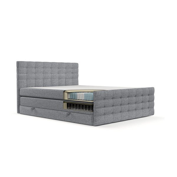 Szare łóżko boxspring ze schowkiem 180x200 cm Blend – Maison de Rêve-image-2