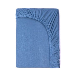 Dziecięce niebieskie bawełniane prześcieradło elastyczne Good Morning, 70x140/150 cm