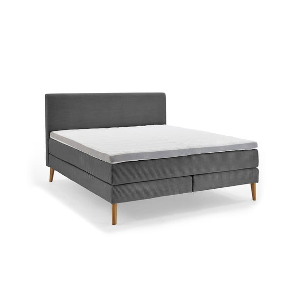 Ciemnoszare łóżko boxspring 160x200 cm Linea – Meise Möbel