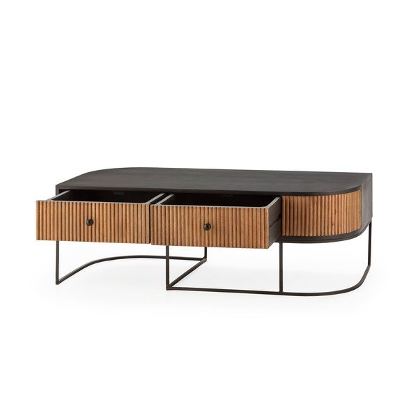 Stolik z litego drewna mango w naturalnym kolorze 60x120 cm Curve – MOME-image-4