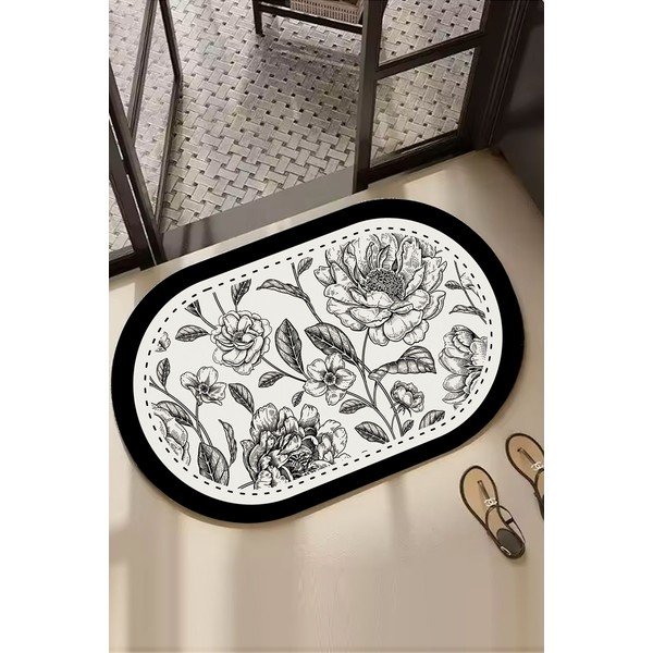 Czarno-biały dywanik łazienkowy 60x100 cm Rasse – Foutastic-image-1