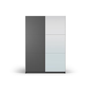 Ciemnoszara szafa z lustrem i drzwiami przesuwnymi 151x215 cm Lisburn – Cosmopolitan Design