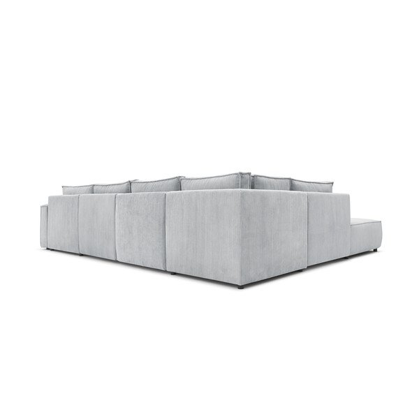 Jasnoszary sztruksowy narożnik (lewostronny/w kształcie litery U) Nihad modular – Bobochic Paris-image-4