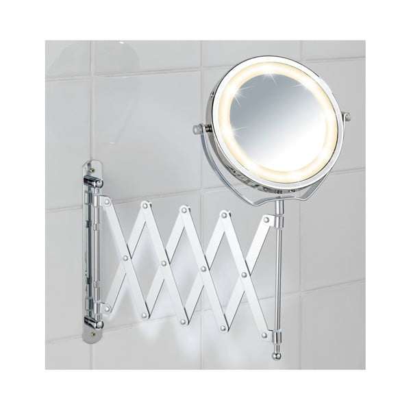 Chromowane lusterko kosmetyczne z LED Wenko Brolo-image-1