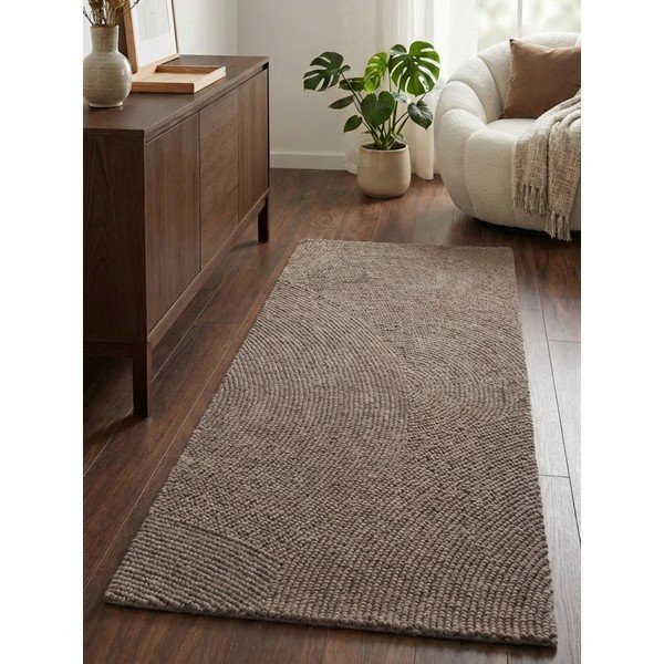 Szarobrązowy wełniany chodnik tkany ręcznie 80x200 cm Calmio – Hanse Home-image-1