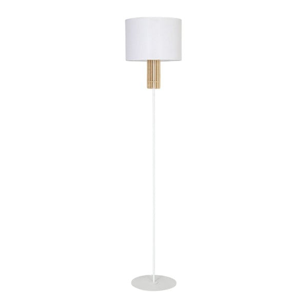 Biała lampa stojąca z drewnianymi detalami Glimte Castro White