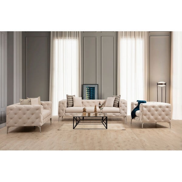 Beżowa aksamitna sofa 237 cm Como – Artie-image-1
