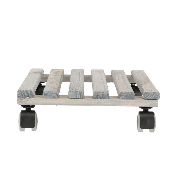 Szara drewniana podstawka pod doniczkę na kółkach Esschert Design, 29x29 cm-image-2