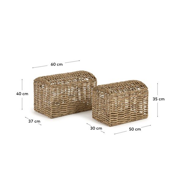 Koszyki zestaw 2 szt. z hiacyntu wodnego 60x37x40 cm Xuliana – Kave Home-image-4