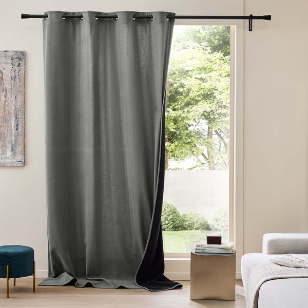 Antracytowa zasłona termiczna sztruksowa 140x260 cm Madison – douceur d'intérieur-image-1