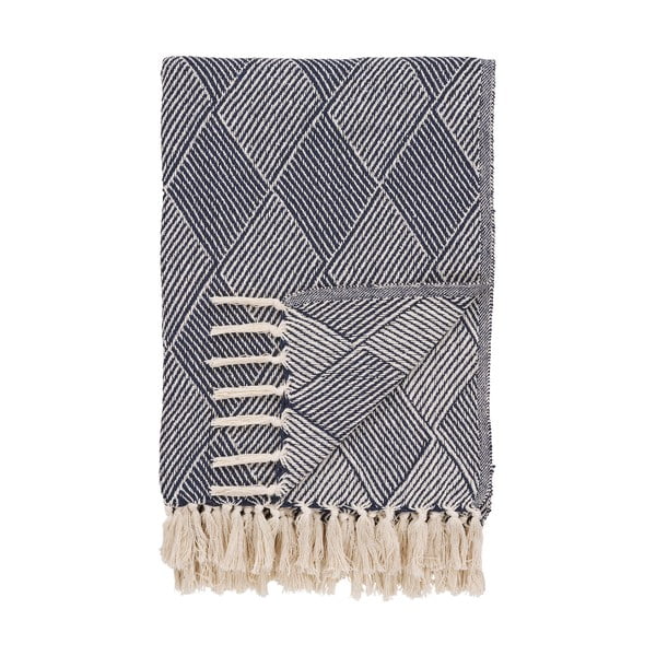 Niebieski koc z bawełny z recyklingu 130x180 cm Izmir – House Nordic