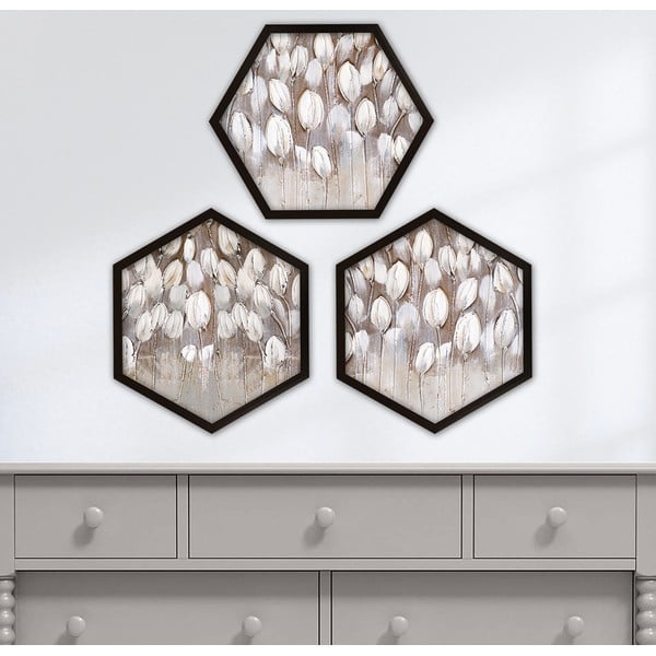 Obrazy zestaw 3 szt. 35x35 cm Pentagons – Wallity-image-1