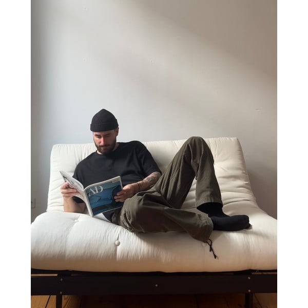 Musztardowa rozkładana sofa 140 cm Roots Black Night – Karup Design-image-1