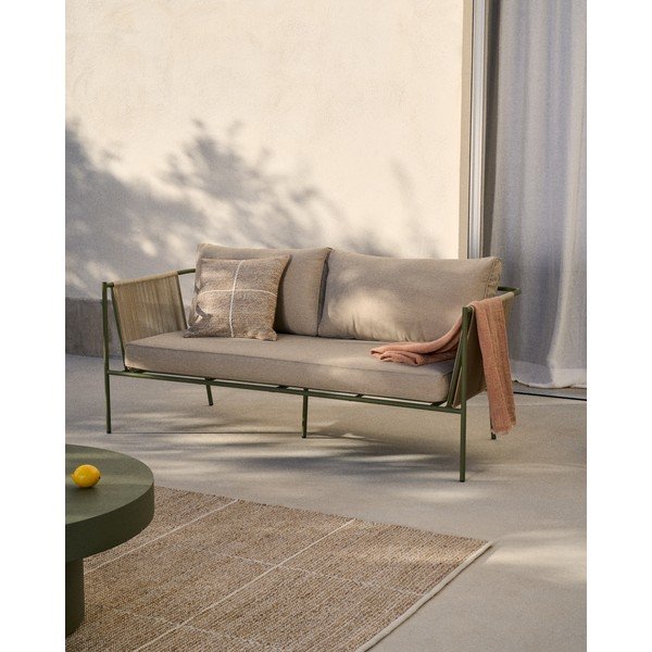 Zielono-beżowa tapicerowana sofa ogrodowa Zivia – Kave Home-image-1