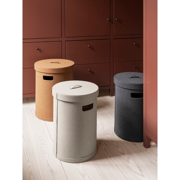 Ciemnoszary kosz na pranie ze sztucznej skóry Sahla M – Blomus-image-1