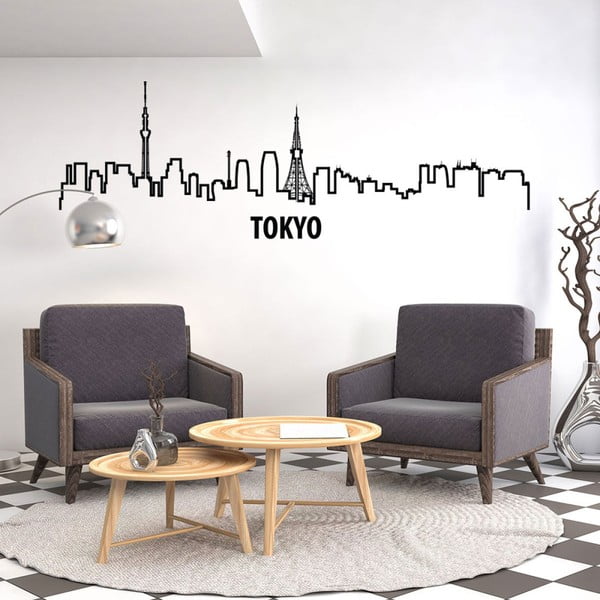 Naklejka ścienna w kształcie konturów miasta Ambiance Tokyo