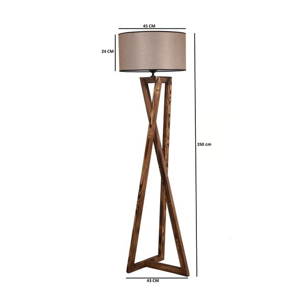 Brązowa lampa stojąca z tekstylnym kloszem (wysokość 149 cm) Maçka – Opviq lights-image-3
