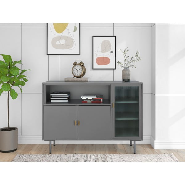 Szara metalowa witryna 104x80 cm Rosalie – Støraa-image-1