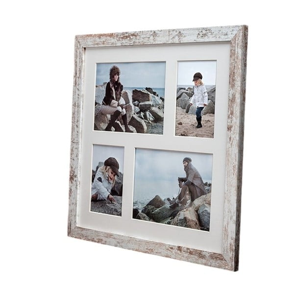 Szaro-biała ramka na 4 zdjęcia Styler Narvik Shabby, 39x39 cm