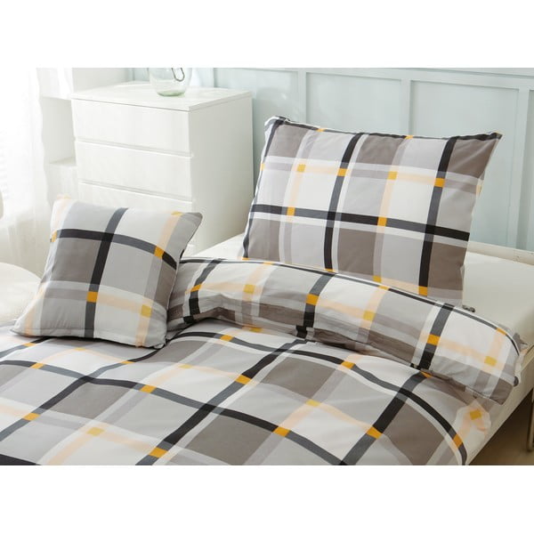 Brązowo-kremowa pościel jednoosobowa z mikrosatyny 3-częściowa 140x200 cm Henry – My House-image-1