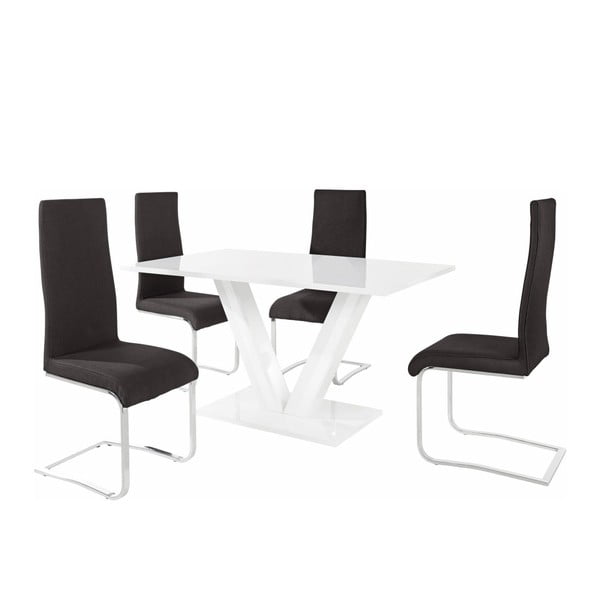 Zestaw stołu i 4 czarnych krzeseł Støraa Aaron