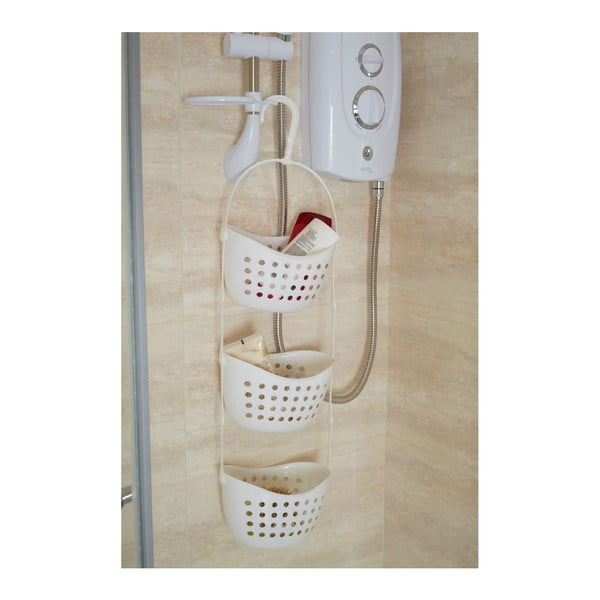 Biały organizer wiszący pod prysznic z 3 przegródkami Premier Housewares Shower Caddy-image-1