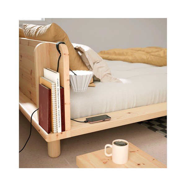 Łóżko dwuosobowe z drewna sosnowego ze stelażem 140x200 cm Peek – Karup Design-image-4