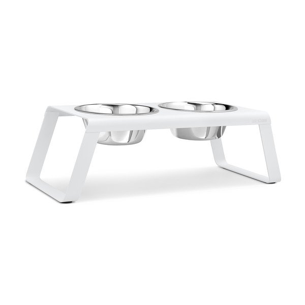 Metalowy zestaw misek dla psów ze stojakiem Desco White L – MiaCara