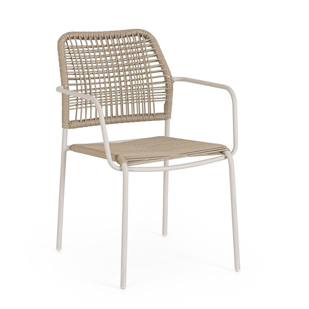 Beżowo-naturalne metalowe krzesło ogrodowe Jable – Bizzotto