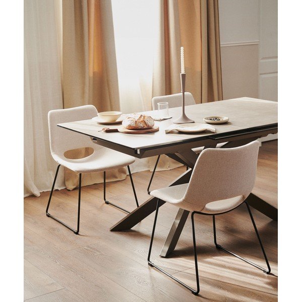 Rozkładany stół z dodatkowym blatem z ceramicznym blatem 90x160 cm Atminda – Kave Home-image-1