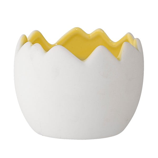 Doniczka ceramiczna w kształcie jajka z żółtym detalem Bloomingville, ⌀ 9 cm