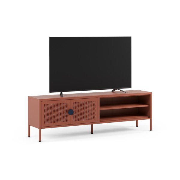 Metalowa szafka pod TV w kolorze terakoty 160x50x35 cm Sayla – Marckeric-image-3
