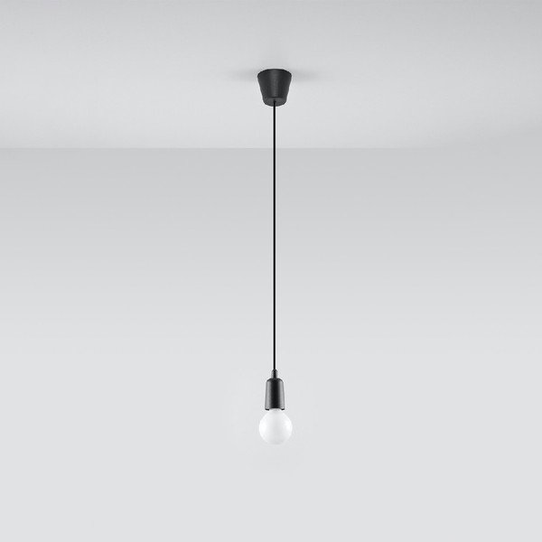 Czarna lampa wisząca 9x9 cm Rene – Sollux-image-2