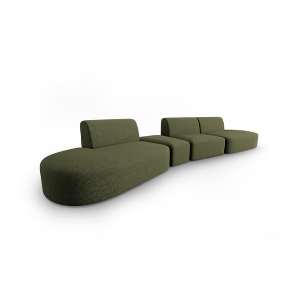 Zielona sofa  z tkaniny szenilowej lewostronna 428 cm Paolo – Milo Casa-image-2
