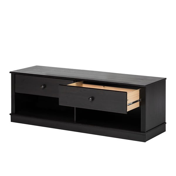 Ciemnobrązowa szafka pod TV z litego drewna sosnowego 137x47 cm Anita – Støraa-image-3