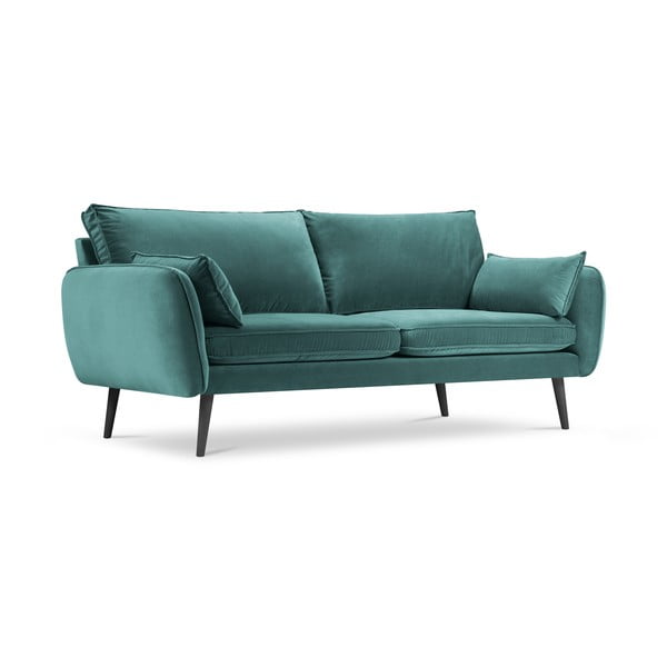 Morska aksamitna sofa z czarnymi nogami Kooko Home Lento, 198 cm-image-2