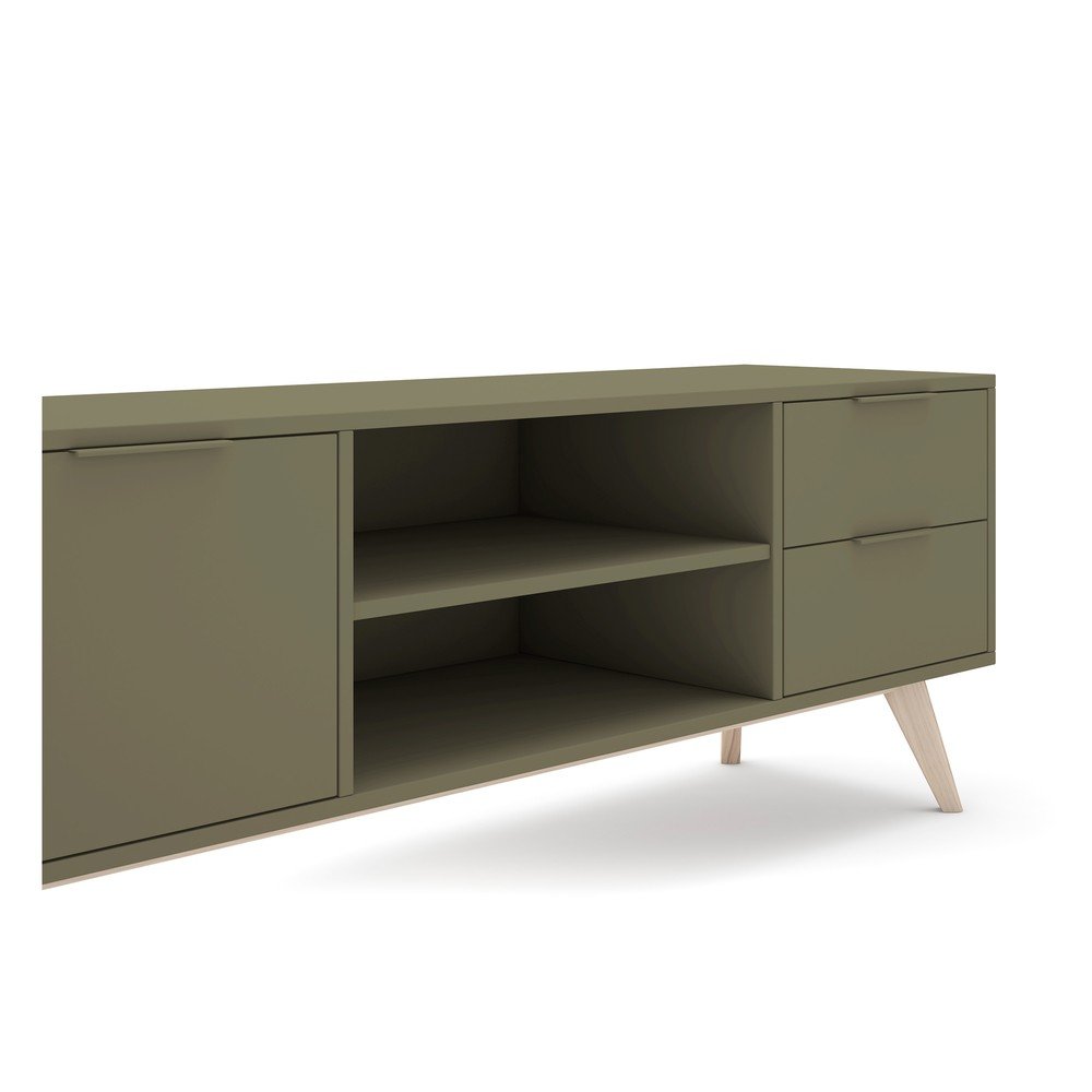 Zielona szafka pod TV z matowym wykończeniem 180x53x40 cm Campus – Marckeric (zdjęcie 9)