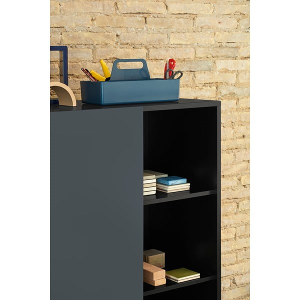 Czarno-antracytowa wysoka komoda z drzwiami przesuwnymi 120x140 cm Nube – Teulat-image-1