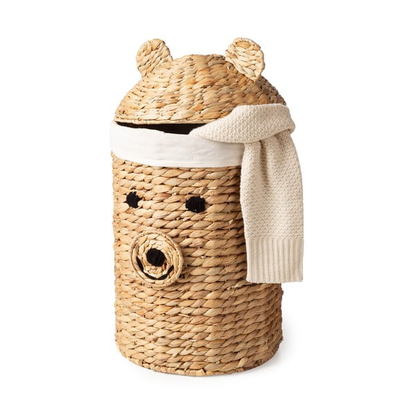 Dziecięcy kosz na zabawki z hiacyntu wodnego w naturalnym kolorze ø 30x56 cm Bear – Compactor-image-4