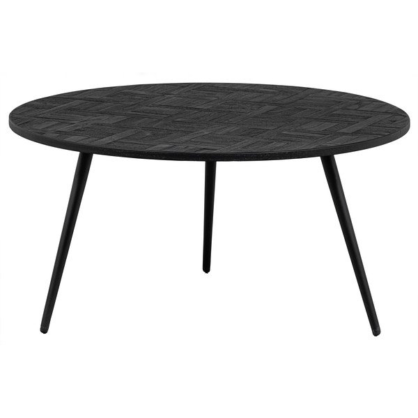 Czarny okrągły stolik z litego drewna tekowego ø 74 cm Leo – WOOOD-image-2