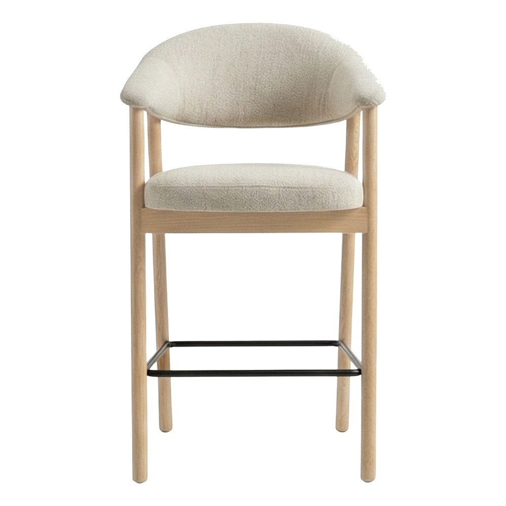 Kremowy/w naturalnym kolorze tapicerowany hoker z podłokietnikami (wysokość siedziska 67 cm) Elk – Unique Furniture (zdjęcie 2)