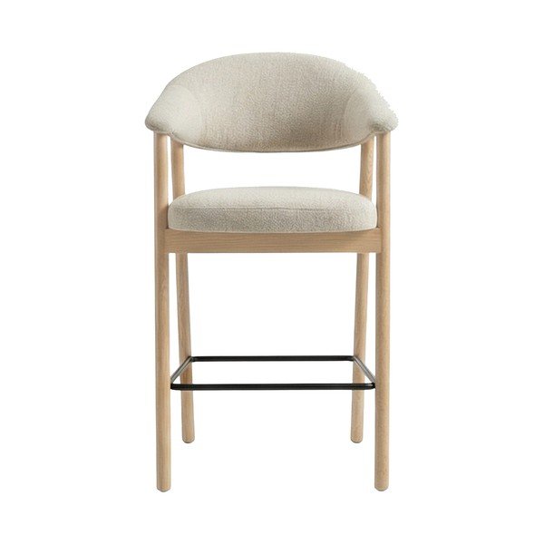 Kremowy/w naturalnym kolorze tapicerowany hoker z podłokietnikami (wysokość siedziska 67 cm) Elk – Unique Furniture-image-1