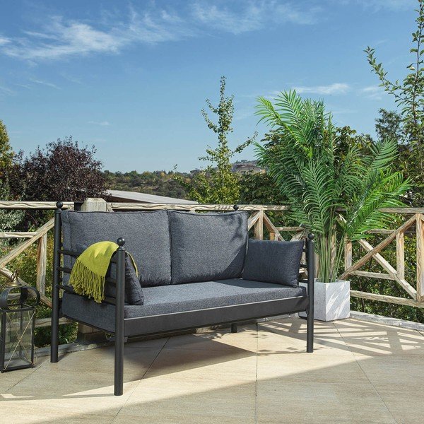 Szara metalowa sofa ogrodowa Manyas – Floriane Garden-image-1