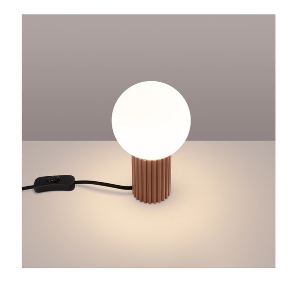 Jasnobrązowa lampa stołowa ze szklanym kloszem (wysokość 19 cm) Orbital – Sollux-image-1