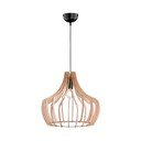 Jasnobrązowa lampa wisząca z drewna i metalu Reality Wood, wys. 150 cm