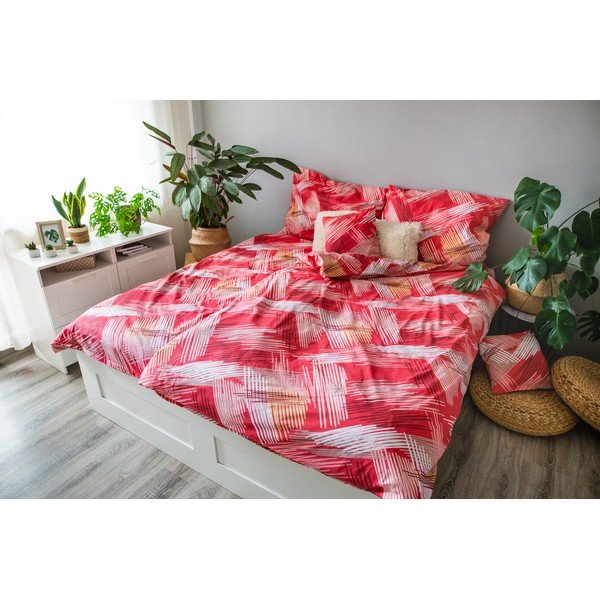 Czerwona bawełniana pościel jednoosobowa 140x200 cm LP Dita Red – Cotton House