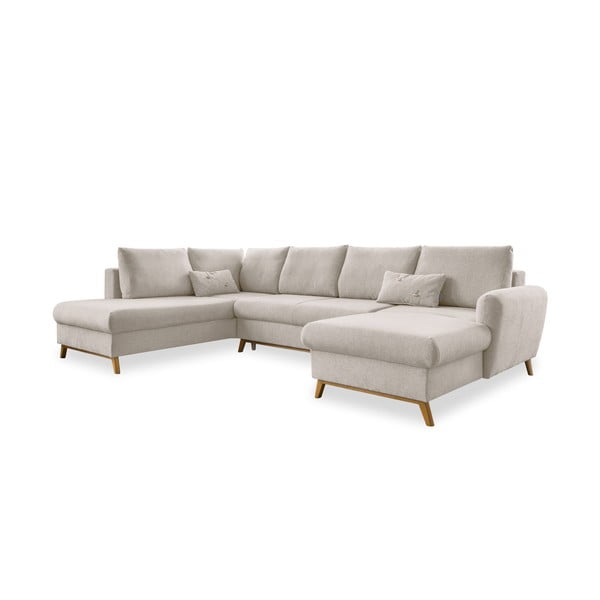 Beżowa rozkładana sofa w kształcie litery "U" Miuform Scandic Lagom, lewostronna