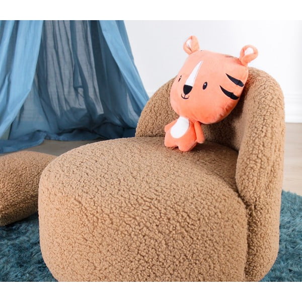 Brązowy fotel dziecięcy z materiału bouclé Moouv – Artie-image-3
