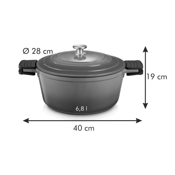 Garnek z nieprzywierającą powłoką i pokrywką odpowiedni na indukcję 6.8 l Bordeaux – Tescoma-image-2