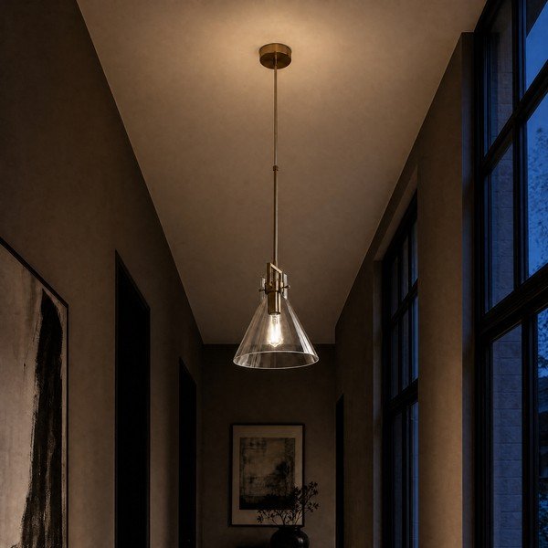 Metalowa lampa wisząca w kolorze złota ze szklanym kloszem ø 25 cm Trieste – Premier Housewares-image-1